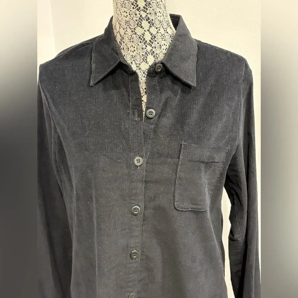J. Crew Black Corduroy Long Sleeve Shirt Dress